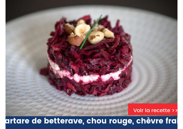 Tartare de betterave et chou rouge au chèvre frais
